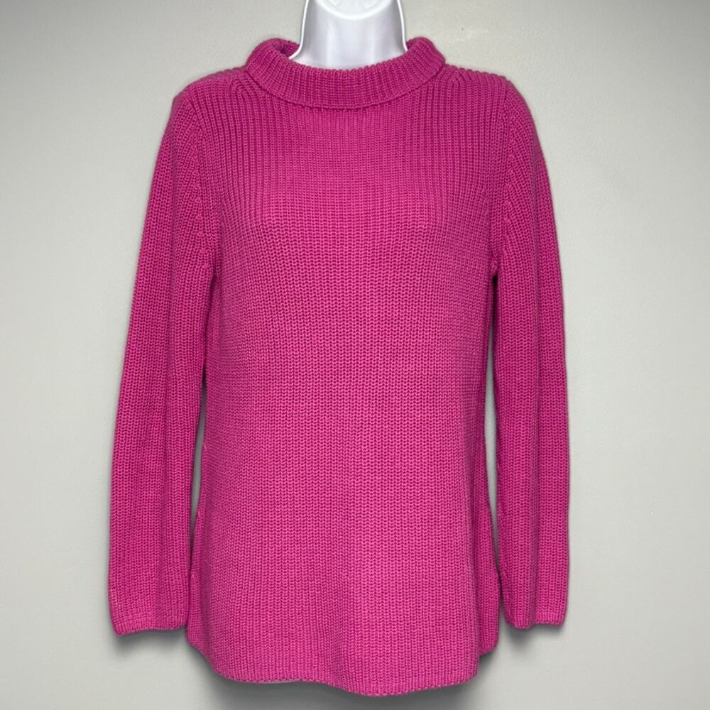 Talbots Colorful Pink Fuschia‎ Heavy Cableknit Relaxed Fit Sweater Womens Sz M
